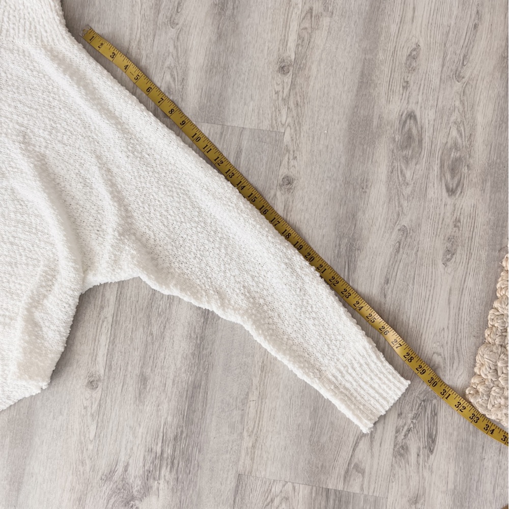 WHITE OVERSIZED TIE UP DROP SLEEVE KNIT SWEATER - Picture 6 of 10